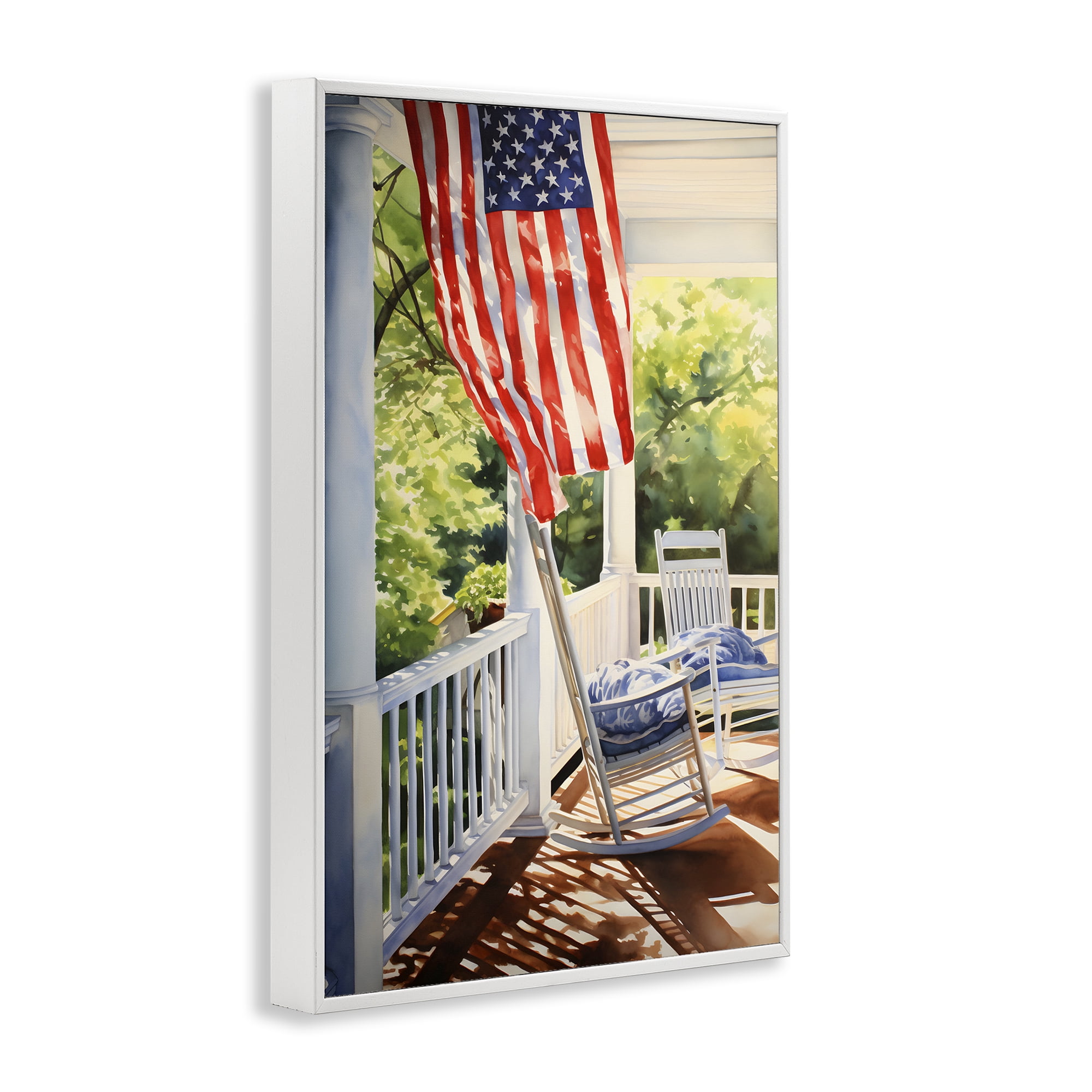 Stupell Industries Vintage American Porch Scenery Painting White Framed Art Print Wall Art, 20 x 30