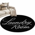 thumbnail image 2 of Area Rug 36in, Laundry Room Words Floor Carpet Living Room Rug, Black Background Non-Slip Welcome Mat Indoor Rugs for Bedroom Dining Room, 2 of 9