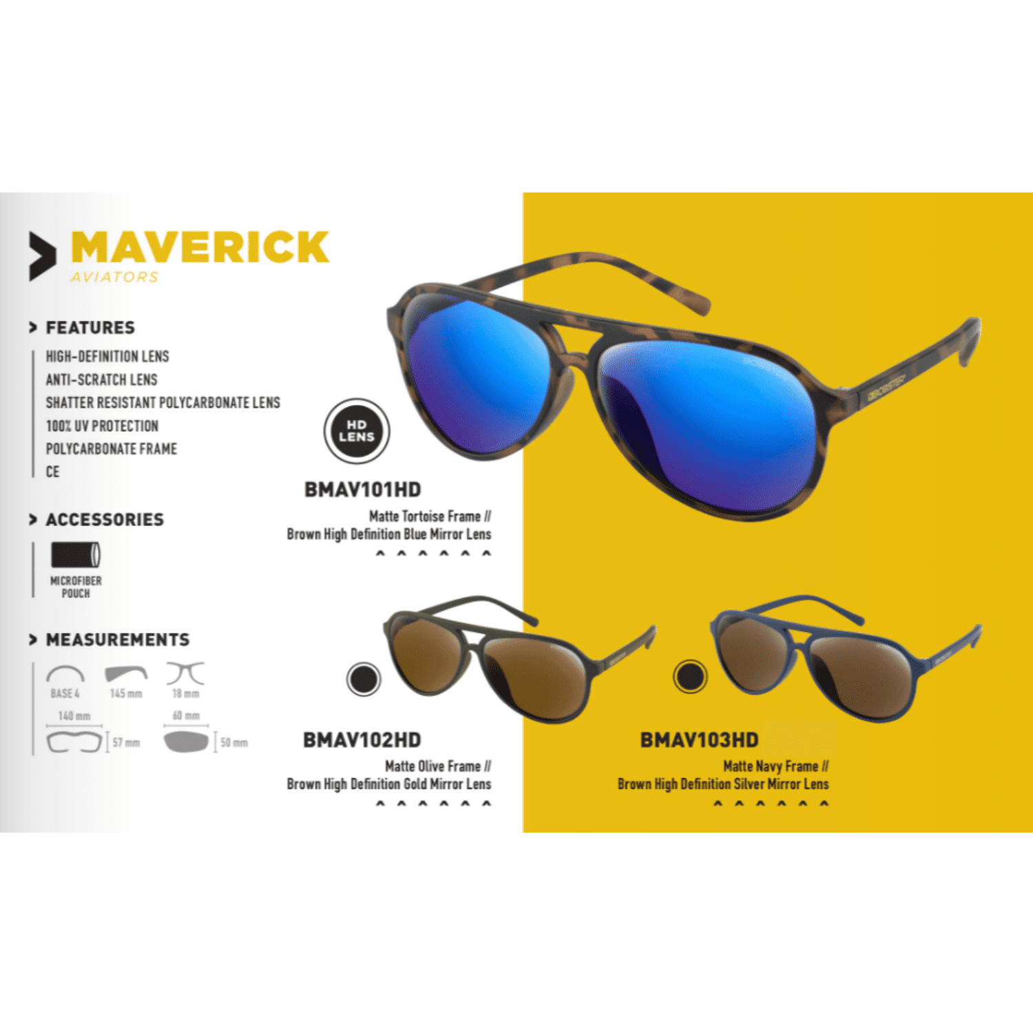 Bobster® Maverick Matte Olive Frame Brown HD Gold Mirror Lens