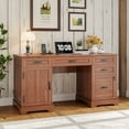 thumbnail image 6 of Executive Desk, 55'' Farmhouse Desk for Home Office with File Drawer and Power Outlets, Cherry Brown, 6 of 9