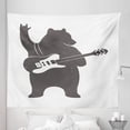 thumbnail image 1 of Bear Tapestry, Fun Character Musician Guitar and Hand Gesture Grunge Retro Rock n' Roll, Fabric Wall Hanging Decor for Bedroom Living Room Dorm, 5 Sizes, Charcoal Grey White, by Ambesonne, 1 of 1
