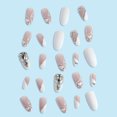 thumbnail image 4 of FCOGIN Long Almond, 24 Pieces, Pink, White, Rhinestone, Heart, Acrylic False Nail, Press on Nail, 4 of 5
