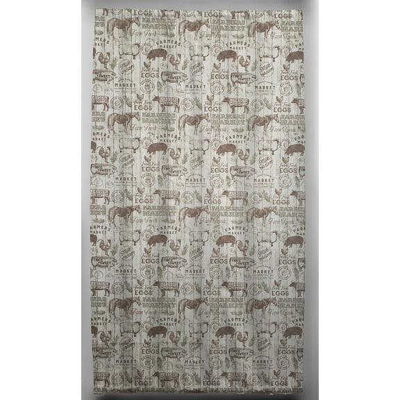 Farmers Market French Door Curtain Panel with Tie Back (Unlined)