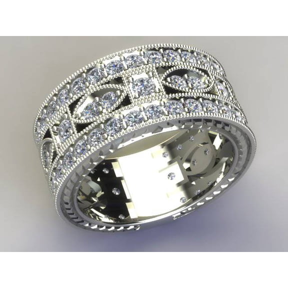 Pompeii 2 1/2ct Vintage Diamond 3/4 Eternity Wedding Ring 14K White Gold (H/I,SI2)