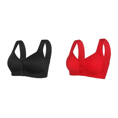 Kcodviy 2 Pcs Womens No Steel Ring Large Sports Bras for Women Front Close Bra T Plus Size Sports Bra Back Plus Size Seamless Compression Sports Bra Unlined Bra for Large Bulk Bras Bust