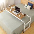 thumbnail image 4 of Laptop Computer Table Portable Folding Desk Cross Bed Height Adjustable and Movable Lifting Bedside Desk Office Home Furniture My Lux Decor Round, 4 of 17