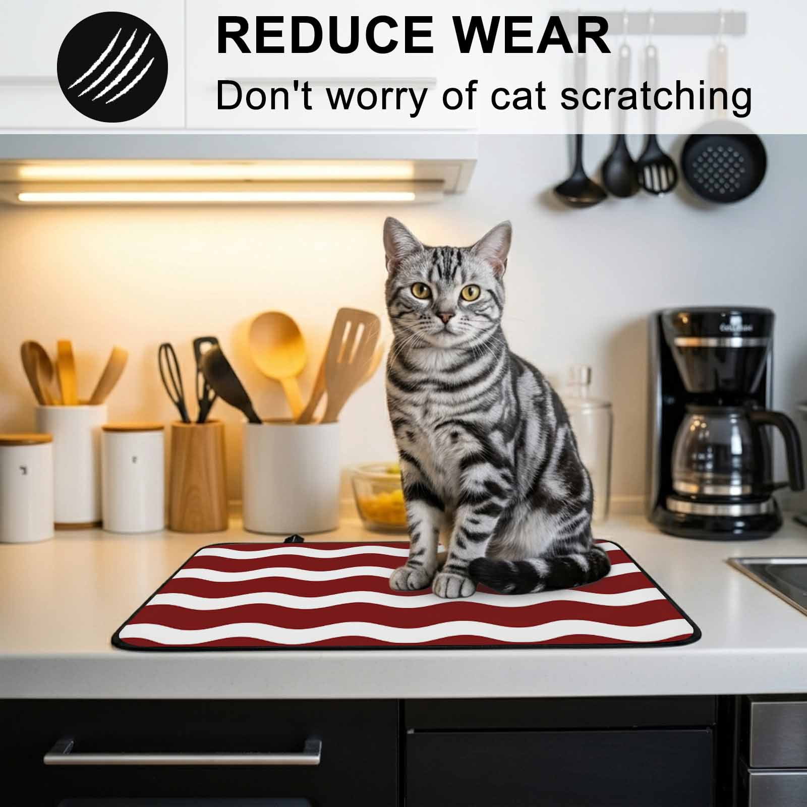 Red Ripple Stove Top Cover for Electric Stove, Heat-proof & Non Slip Glass Top Stove Cover Protector, Simple Red White Waves Aesthetics Kitchen Flat Cooktop Rubber Mat 24x21 Inches