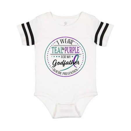

Inktastic Suicide Prevention- I Wear Teal and Purple for My Godfather Gift Baby Boy or Baby Girl Bodysuit