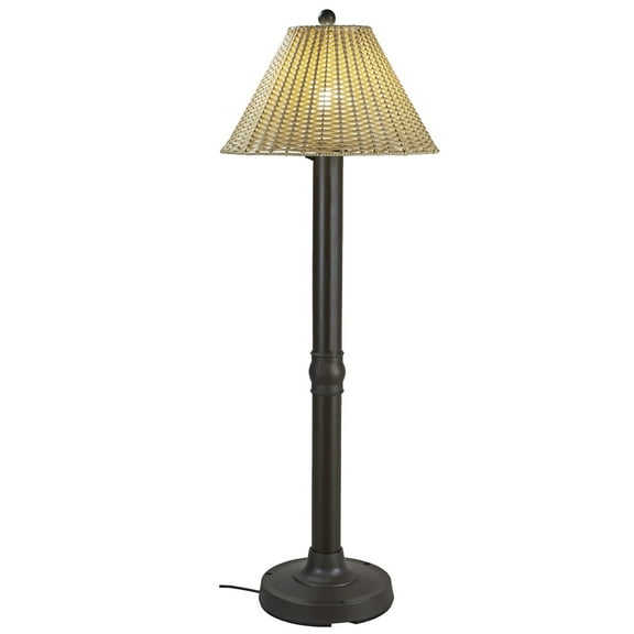 Patio Living Concepts Tahiti II 60" Outdoor Floor Lamp with Bronze Tube Body & Walnut Shade