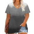 thumbnail image 3 of Uaswgudfs Women's Plus Size V-Neck Short Sleeve Blouse with Asymmetric Hem - Cotton Blend Oversize Fit Top for Casual Summer Style, 3 of 5
