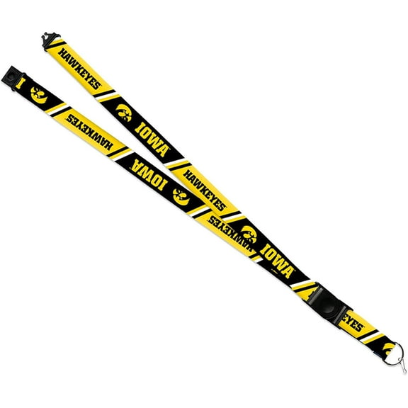 University of Iowa Hawkeyes Lanyard Keychain Double Sided 18 Inch Button Clip Safety Breakaway