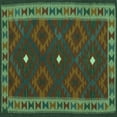 thumbnail image 1 of Ahgly Company Indoor Square Oriental Turquoise Blue Traditional Area Rugs, 5' Square, 1 of 4