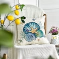 thumbnail image 3 of Sm:)e Summer Pillow Cover Set of 4 - 18x18 Inch Marine Animals Starfish Conch Shells Corals Polyester Decorative Cushions, 3 of 6
