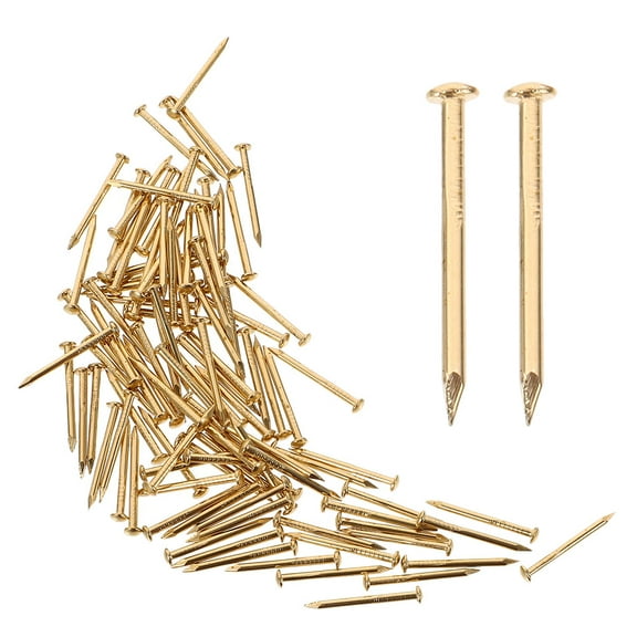 CRAFTHROU 200Pcs Copper Furniture Tacks Nails for Diy Enthusiasts Golden Round Head 1.20X0.30X0.30Cm