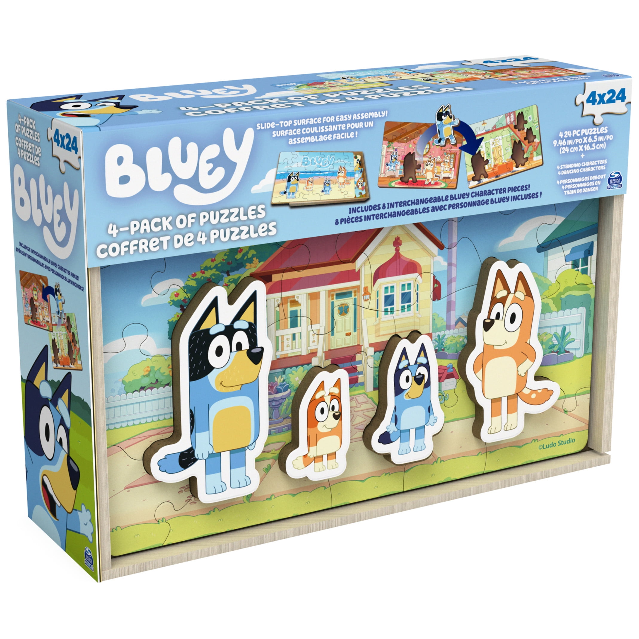 Bluey, 4-Pack of Wood Puzzles, 24 Piece Jigsaw Toy Gift Set