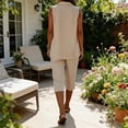 thumbnail image 6 of Cozy Sets for Women Clothing Women's Two Piece Capris Set Sleeveless Collared Tank Tops with Long Shorts Soft Breathable Beach Travel Outfits for Casual Summer Khaki XL, 6 of 9