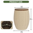 thumbnail image 4 of Uforic Outdoor Wicker Drum Side Table set of 2, All-weather Rattan Small Storage Box End Table, Coffee Table with Solid Wood Lid - Brown, 4 of 9