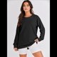 thumbnail image 5 of Sudaderas de Gran Tamaño para Mujer, Cuello Redondo, Larga, Sudaderas con Cremallera Lateral, Ropa de Otoño 2025 Negro M, 5 of 8