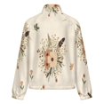 thumbnail image 6 of Jackets for Women Winter Coat Jackets Flannel Stand Collar Jacket(Floral Feather Boho Print,Size:S-4XL), 6 of 7