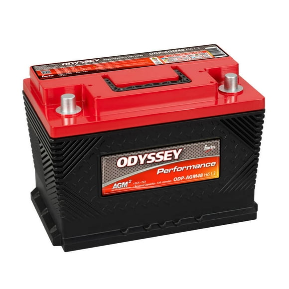 Odyssey Battery Battery ODP-AGM48 Performance Series; 48 BCI Group Size; 12 Volt; 720 Cold Cranking Amps/1250 Pulse Hot Cranking Amps; SAE Top Terminals; 10.9 Inch Length; 6.9 Inch Width