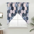 thumbnail image 5 of Navy Blue Grey Kitchen Window Curtains, Swag Curtains Valance for Bedroom Living Room Bathroom, Modern Abstract Art Geometric Rod Pocket Window Treatment Curtain Block Drapes 2 Panels 36"x36", 5 of 9