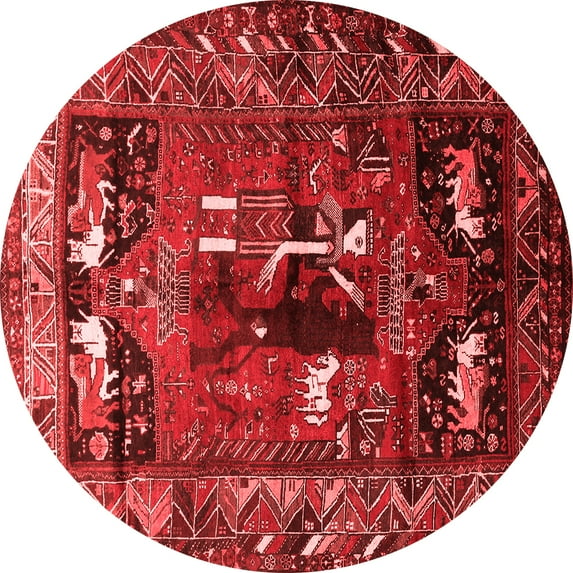 Ahgly Company Indoor Round Animal Red Traditional Area Rugs, 5' Round