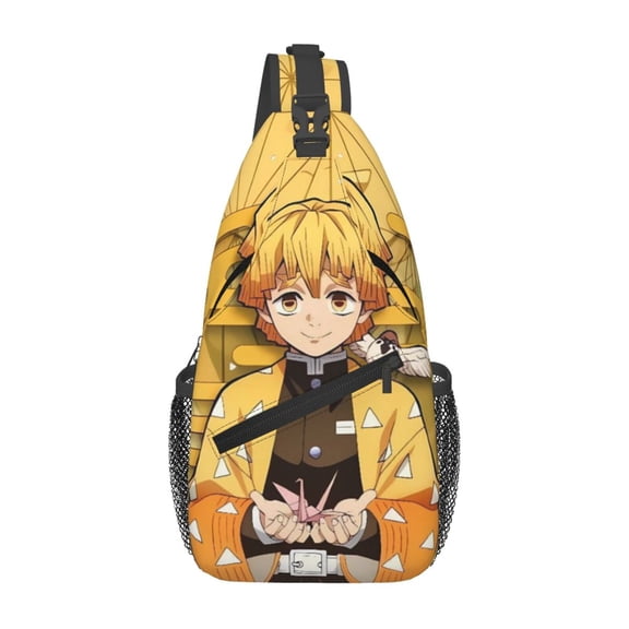 Crossbody Bags Sling Backpack Demon Slayer Agatsuma Zenitsu Cross Chest Bag Shoulder Pack for Gym Sports Running Cycling