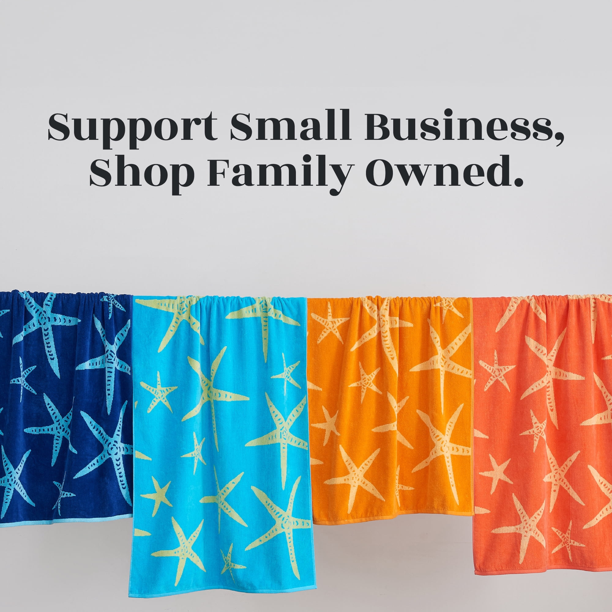 100% Cotton Jacquard 2 Pack 30" x 60" Printed Beach & Pool Towels (Blue/Yellow Starfish & Stripes, 2 Pack- 30" x 60")