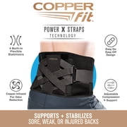 Copper Fit Power Core Back Belt with Power X Straps and Adjustable Lumbar Support, Waists 36 - 48, Large/XL
