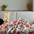 thumbnail image 3 of Rose Soft Flannel Fleece Blanket, Fresh Seasonal Watercolor Endless Roses and Leafs Buds Planet Earth Theme Print, Cozy Plush for Indoor and Outdoor Use, 50" x 70", Red Green White, by Ambesonne, 3 of 5