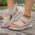 thumbnail image 6 of CQONEPT Sandals for Women Casual Walking Sandal Summer Roman Style Flat Sandals Elastic Strap Comfortable Open Toe Shoes Gray 40, 6 of 6