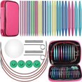 thumbnail image 1 of 13 Sizes Aluminum Circular Knitting Needles Set Interchangeable Crochet Hooks 26Pcs Interchangeable Crochet Needles for Knitting, 1 of 6