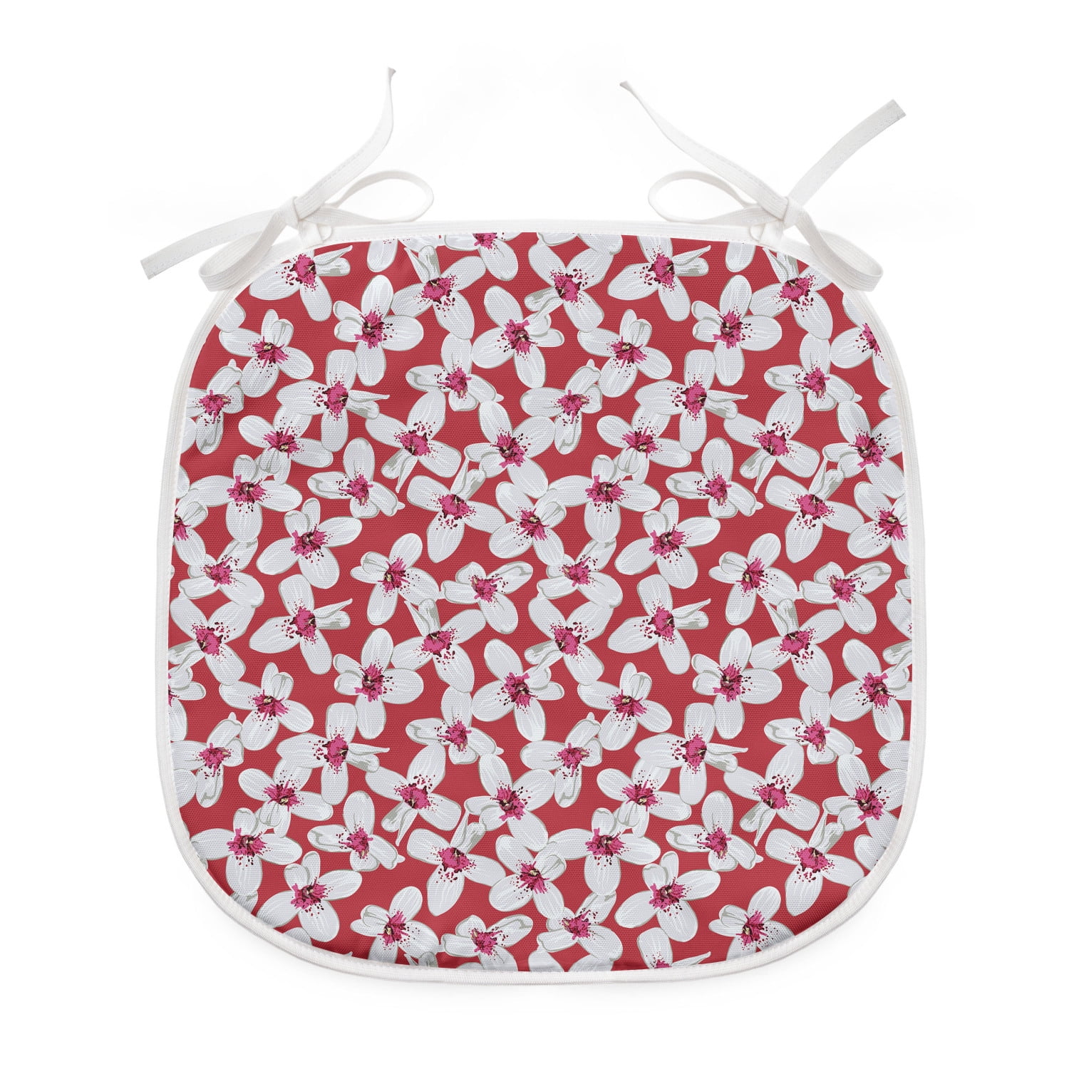 Floral Dining Chair Pad, Overview of Blooming Flowers with Swift