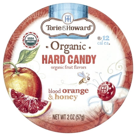 Torie And Howard Organic Hard Candy Blood Orange And Honey, 2 Oz