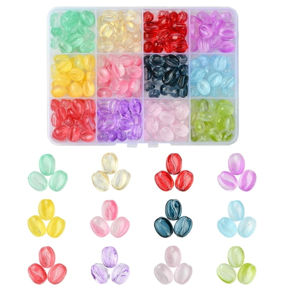 DanLingJewelry Approx 200Pcs 12 Colors Mini Coffee Bean Glass Beads Transparent Imitation Food Beads for DIY Jewelry Bracelet Necklace Making