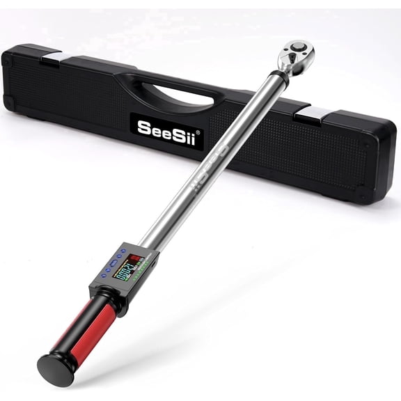 Seesii Digital Torque Wrench 1/2" Drive(12.5-250.8ft-lbs/17-340N.m), 2% Torque Accuracy Electric Torque Wrench with Buzzer LED Flash for Car Care Auto, Vehicle