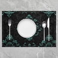 thumbnail image 2 of Manfei Teal Baroque Damask Placemats Set of 4, Hippie Flower Floral Table Mats for Dining Table Set of 4, Vintage Victorian Table Place Mats for in Door Dining, Stylish Dining Room Decorative, 2 of 4