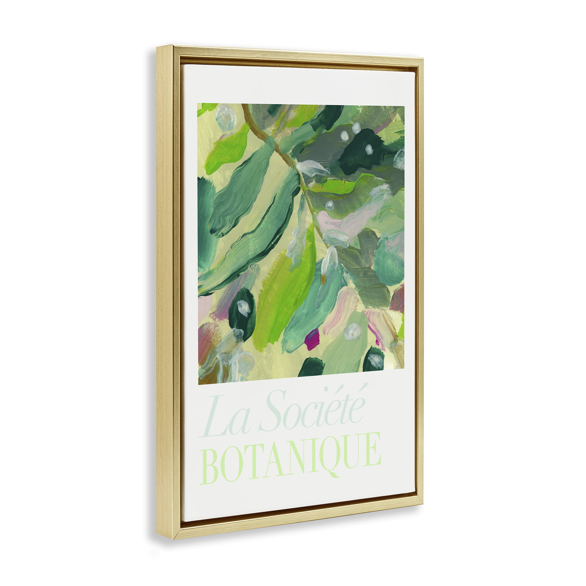 Stupell Industries Abstract French Botanicals Plants & Flowers Painting Gold Floater Framed Canvas Art Print Wall Art, 17 x 25