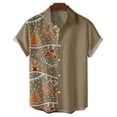 thumbnail image 2 of IROINNID Christmas Funny T-Shirt for Men Snowflake Print Hawaiian Tops Xmas Vacation Holiday Gift Button Up Shirt,Brown, 2 of 7
