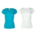 thumbnail image 2 of Sofra Ladies 2 Pack Short Sleeve V Neck T-Shirts Black White L, 2 of 4