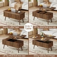 thumbnail image 2 of 40" Lift Top Coffee Table, 4 in 1 Square Coffee Table with 2 Drawers, Modern Coffee Tables with Lift Tabletop, Converts to Dining Table for Living Room, Home Office,Brown, 2 of 9