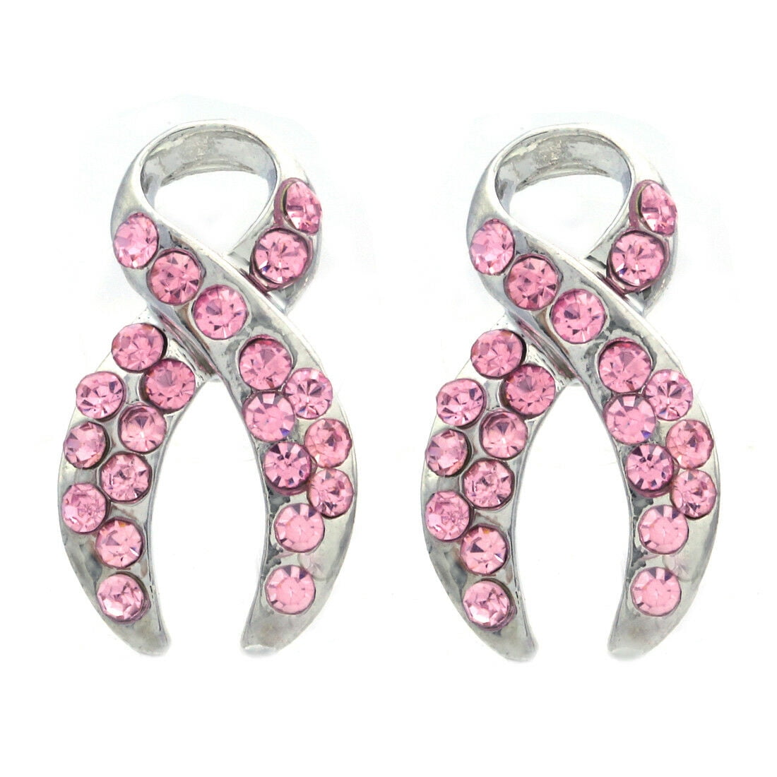 Cute Light Pink Ribbon Breast Cancer Awareness Stud Post Earrings