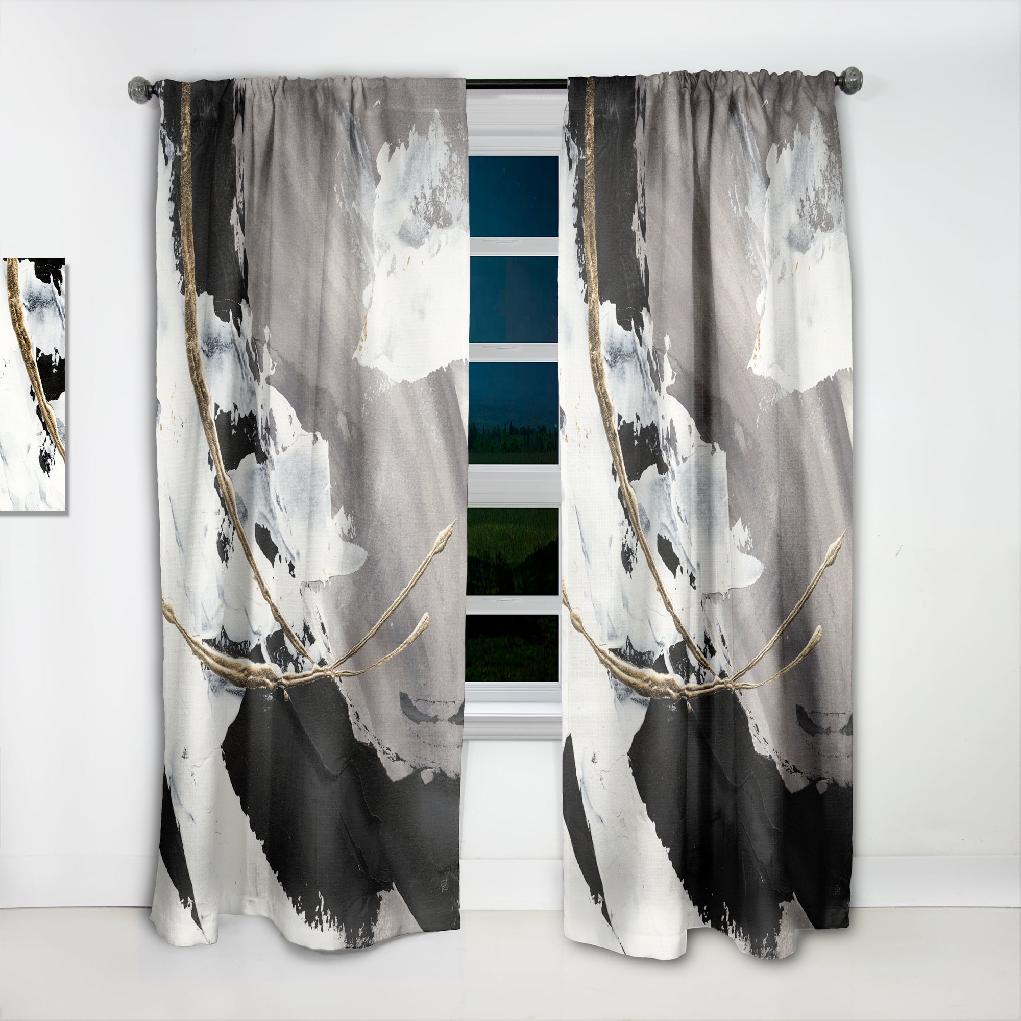 Designart 'Glam Fractal Arcs II' Modern Curtain Panel