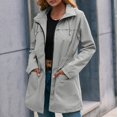 thumbnail image 2 of Abrigo de Moda Gibobby Chubasquero informal con capucha para mujer gris XL, 2 of 5
