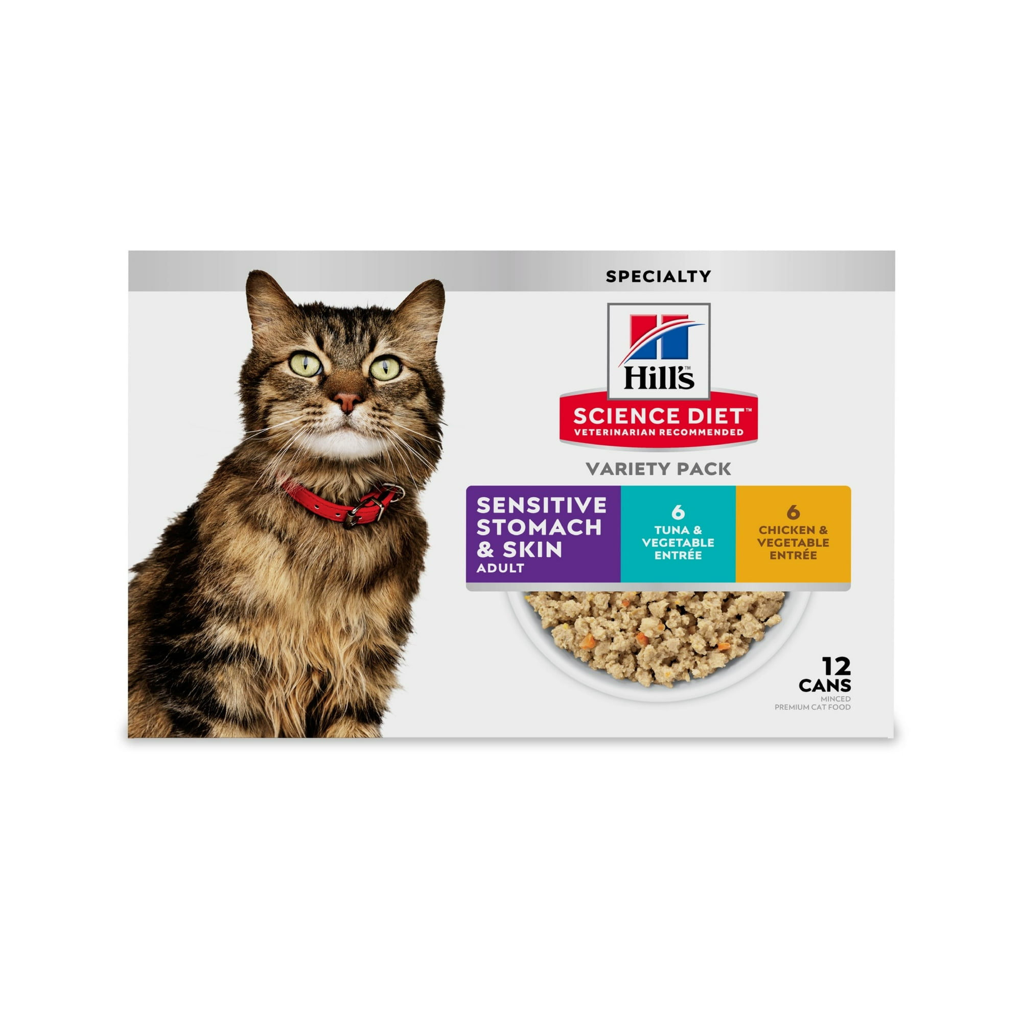 Hill's Science Diet Sensitive Stomach & Skin Wet Cat Food Variety Pack, 2.9oz Can 12pk