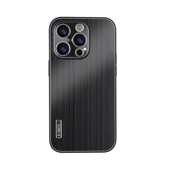 ELEHOLD for iPhone 15 Case,Luxury Metallic Brushed Design Soft TPU Bumper Raised Edge Protection Anti-Scratch Shockproof Non-Slip Protective Case for iPhone 15,Black