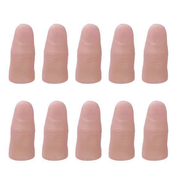 10 Pcs Trick Fingers Fake Fingers with Nail Soft Thumb Tips Stage Show Prop Prank Toy (S)