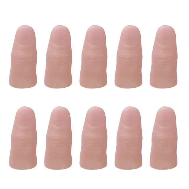 10 Pcs Faux Doigts avec Ongles, Bouts de Pouce Doux, Accessoire de Spectacle, Jouet de Farce (S)