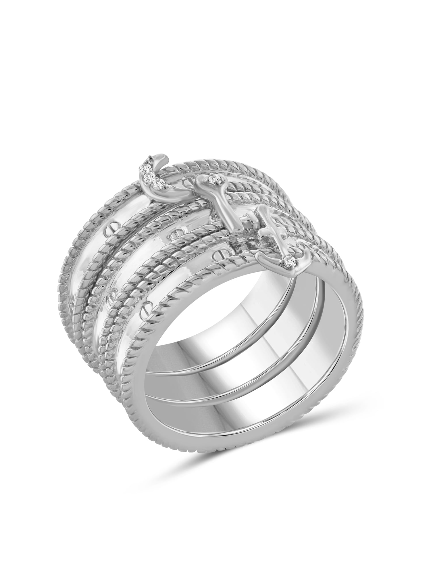JewelersClub Stackable Diamond Rings for Women – Accent White Diamond Ring Jewelry– 0.925 Sterling Silver Stackable Bands for Women –– Stackable Ring Set by JewelersClub