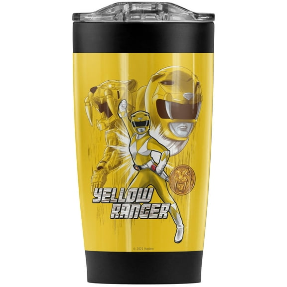 Power Rangers/Yellow Ranger Stainless Steel Tumbler 20 oz Coffee Travel Mug/Cup, Vacuum Insulated & Double Wall with Leakproof Sliding Lid | Great for Hot Drinks and Cold Beverages